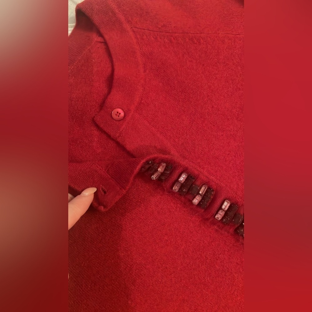 Cozy Red Cardigan button details holiday ready Christmas winter - Picture 3 of 10